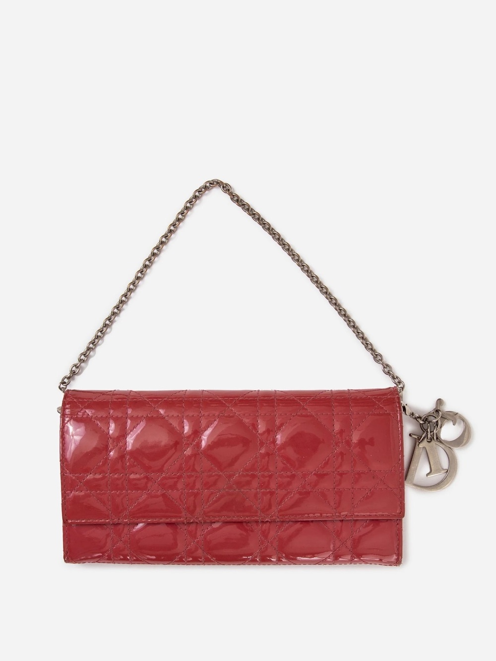Dior 2012 Pink Patent Cannage Rendezvous Chain Wallet